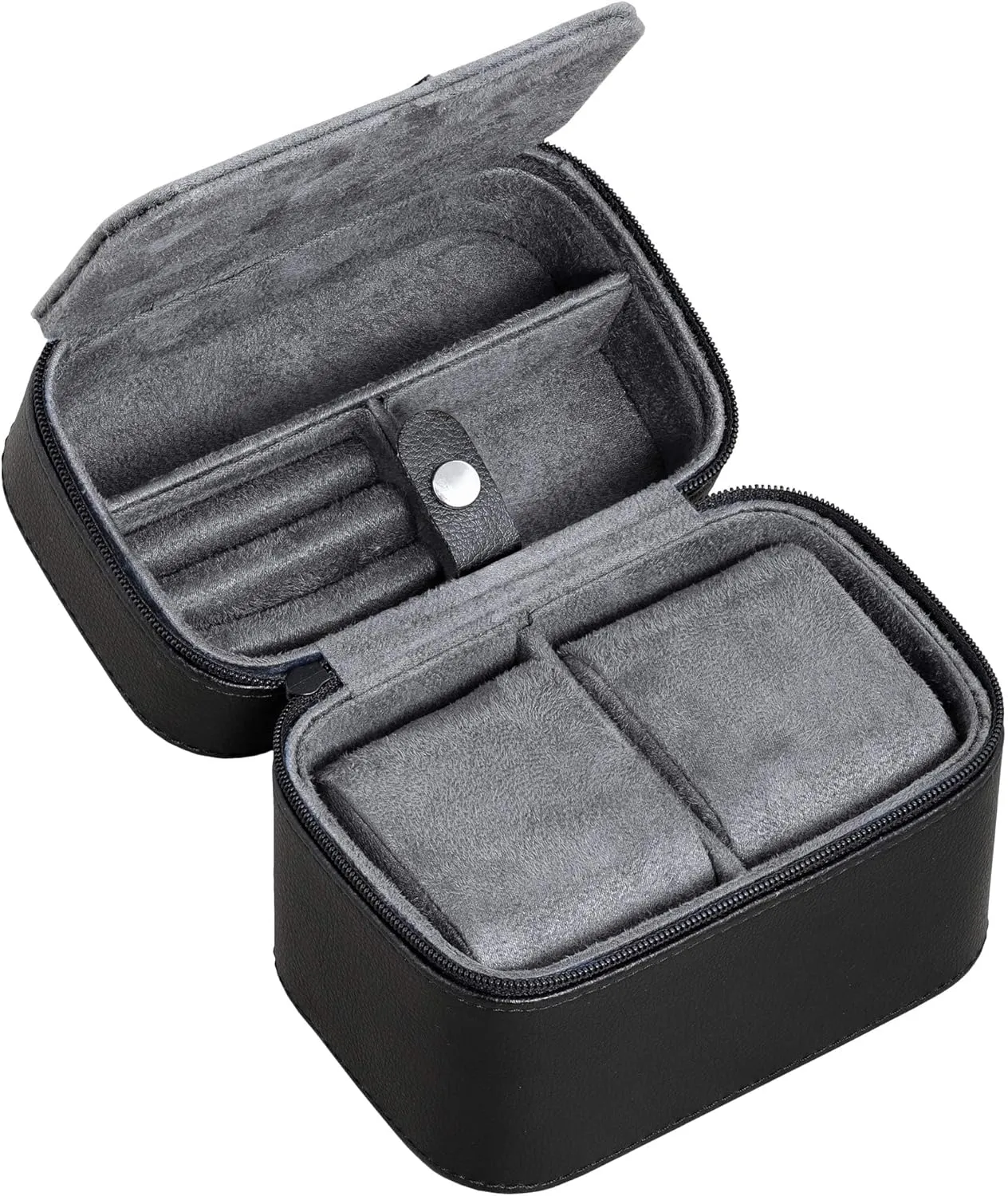 ROTHWELL 2 Watch Travel Case Storage Organizer for 2 Watches | Tough Portable Protection w/Zipper Fits All Wristwatches & Smart Watches Up to 50mm (Black/Grey)