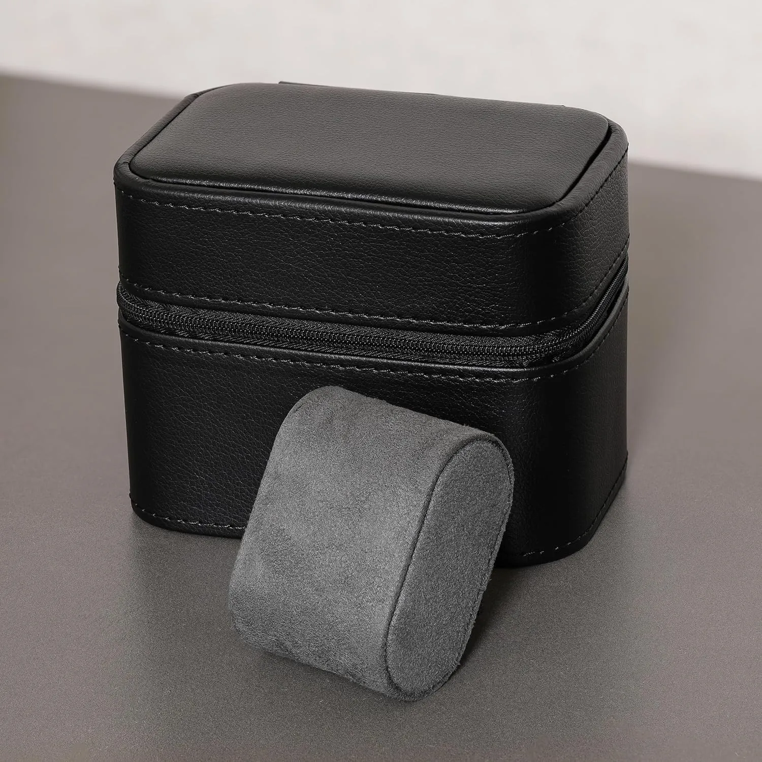 ROTHWELL 2 Watch Travel Case Storage Organizer for 2 Watches | Tough Portable Protection w/Zipper Fits All Wristwatches & Smart Watches Up to 50mm (Black/Grey)