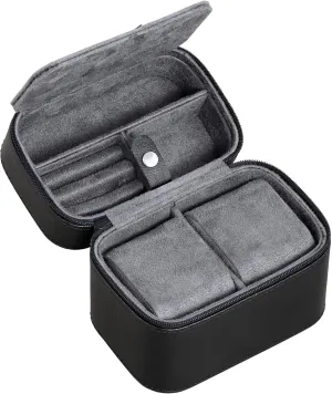 ROTHWELL 2 Watch Travel Case Storage Organizer for 2 Watches | Tough Portable Protection w/Zipper Fits All Wristwatches & Smart Watches Up to 50mm (Black/Grey)