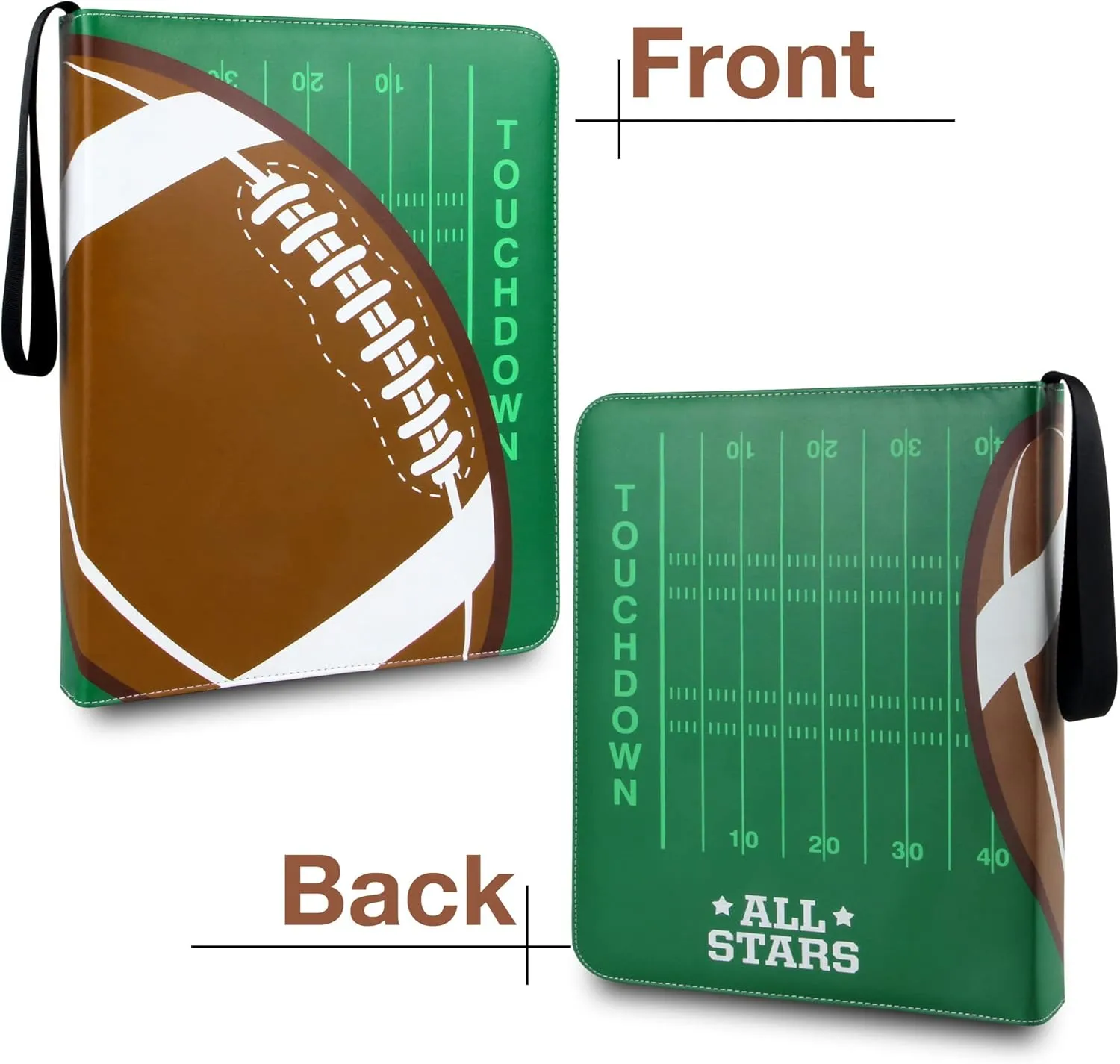 Rugby 900 Card Binder with 9 Pockets, Durable Waterproof PU Material, Acid Free Polypropylene Inner Sleeves, Suitable for All Trading Card Types