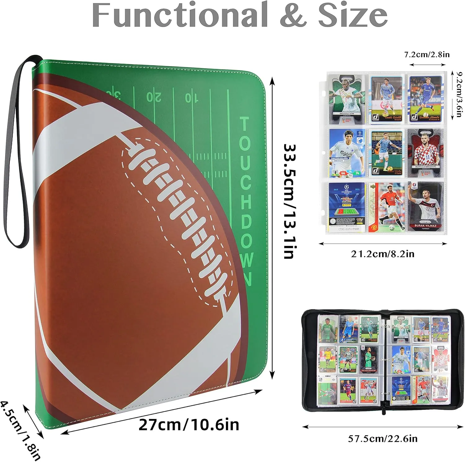Rugby 900 Card Binder with 9 Pockets, Durable Waterproof PU Material, Acid Free Polypropylene Inner Sleeves, Suitable for All Trading Card Types