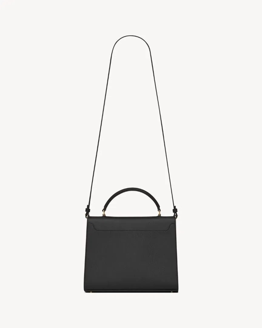 Saint Laurent Cassandra medium top handle bag in grain de poudre embossed leather, M