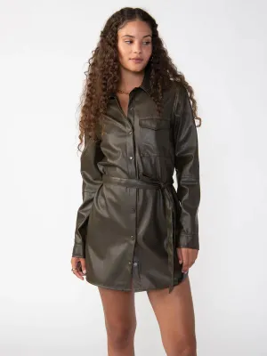 SANCTUARY leather like shirt dress