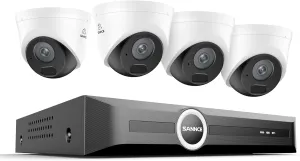 SANNCE 2K 3MP PoE Security System, 8CH 6MP Surveillance NVR with 4PCS 3MP HD Weatherproof Dome Cameras with H.265 Video Compression, Smart IR LED, APP Push Alert, Remote Access (No HDD)