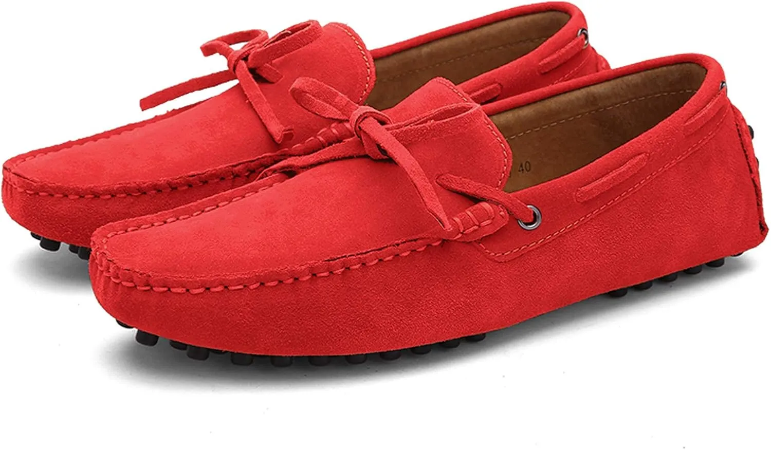 Santimon Men's Suede Leather Driving Walking Moccasins Loafer Lace Shoes