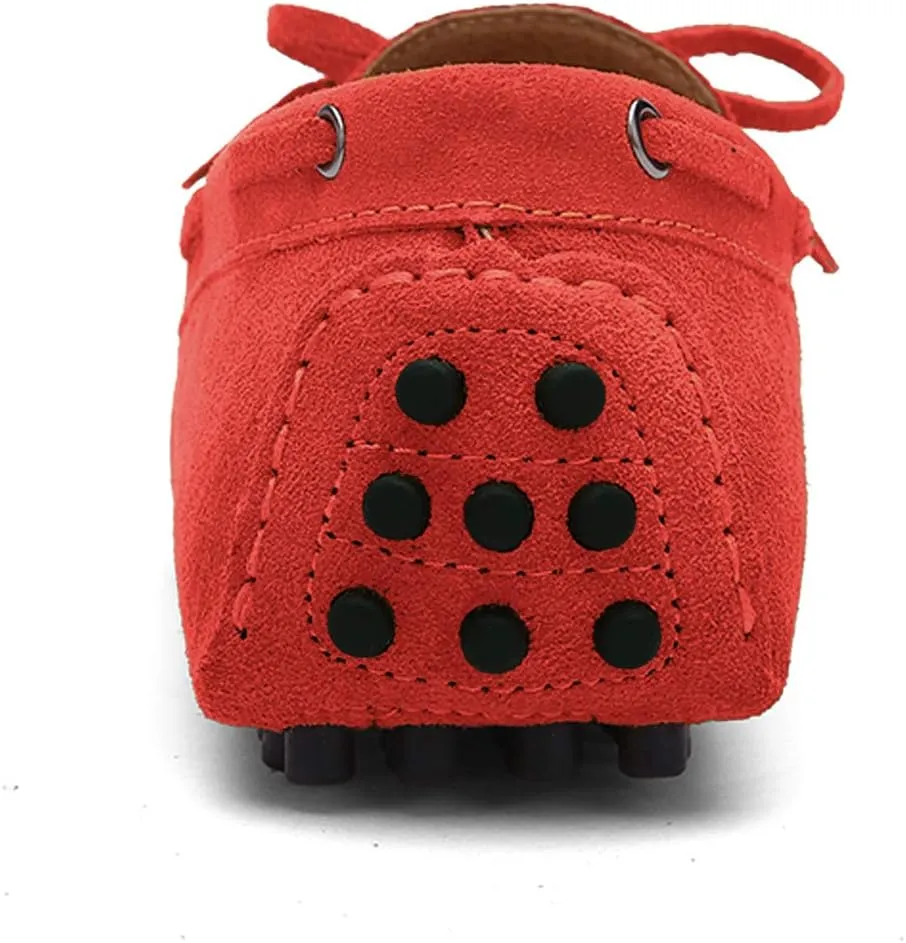 Santimon Men's Suede Leather Driving Walking Moccasins Loafer Lace Shoes