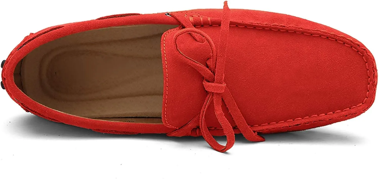 Santimon Men's Suede Leather Driving Walking Moccasins Loafer Lace Shoes