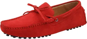 Santimon Men's Suede Leather Driving Walking Moccasins Loafer Lace Shoes