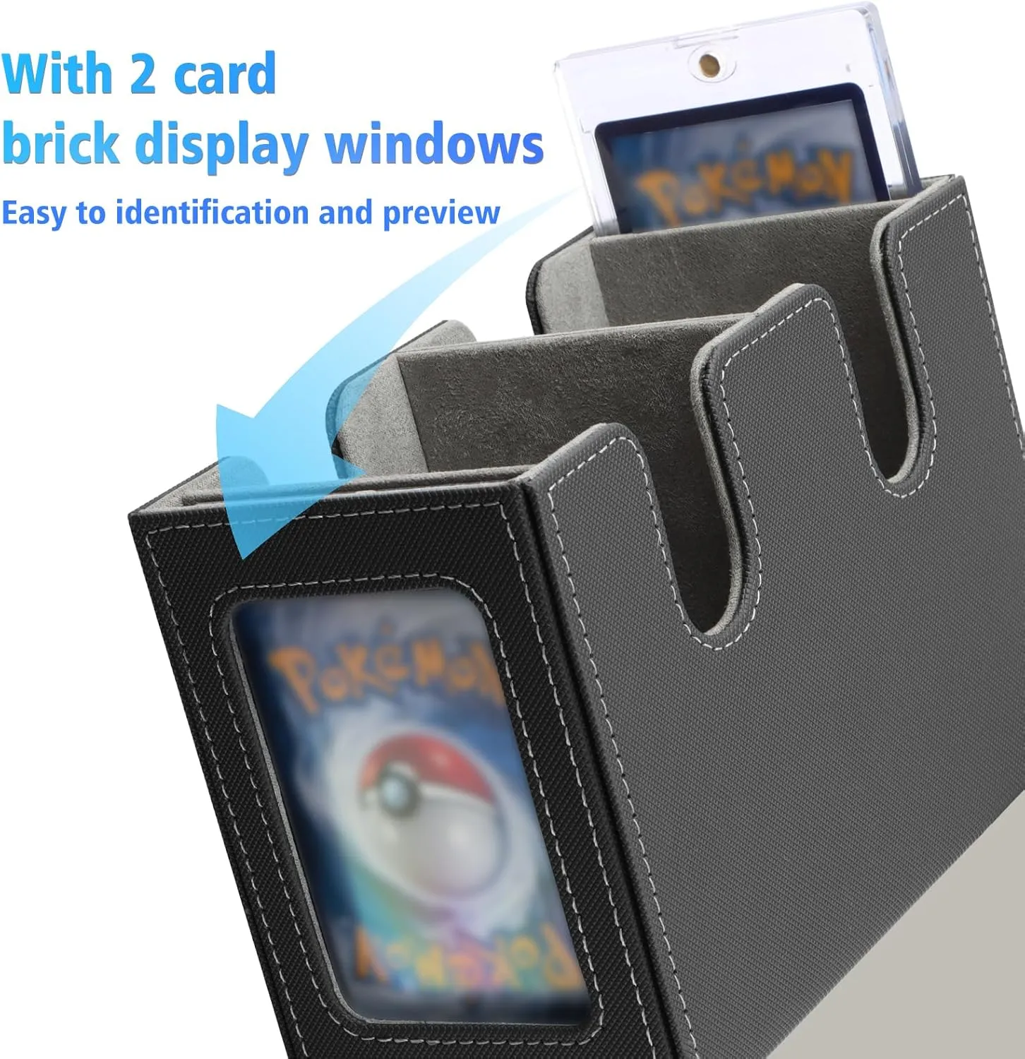 SANZIE Card Deck Box for MTG Commander Deck Box with 2 Toploaders 35PT fits 260  Single Sleeved Trading Cards TCG Box for Magic Game Cards (Black&Grey)