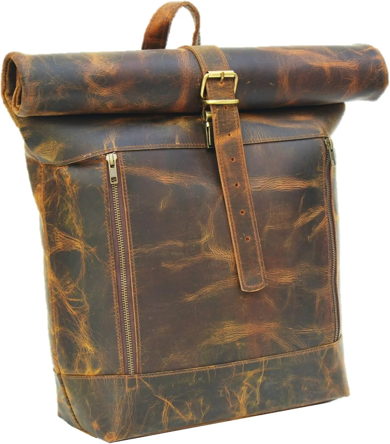 Satchel And Fable Leather Travel Laptop Backpack 17 Inch Vintage Shoulder Bag Unisex