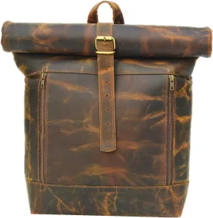Satchel And Fable Leather Travel Laptop Backpack 17 Inch Vintage Shoulder Bag Unisex