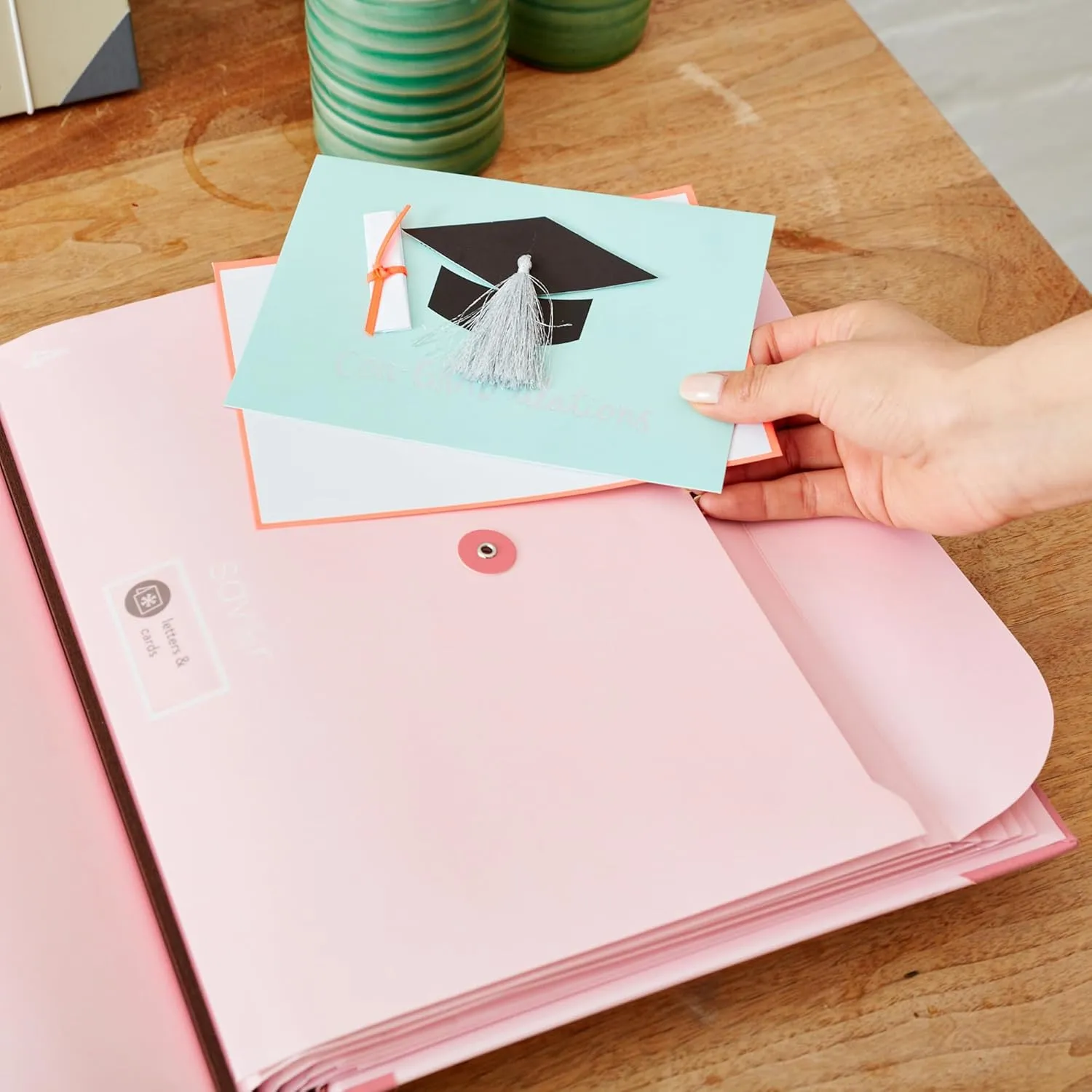 Savor | 2025 Edition The Folio™ Document Organizer | Custom Dyed Cloth-Bound Expanding File for Important Papers, Passports, Birth Certificates & More | Ideal for Home Organization & Graduation Gift
