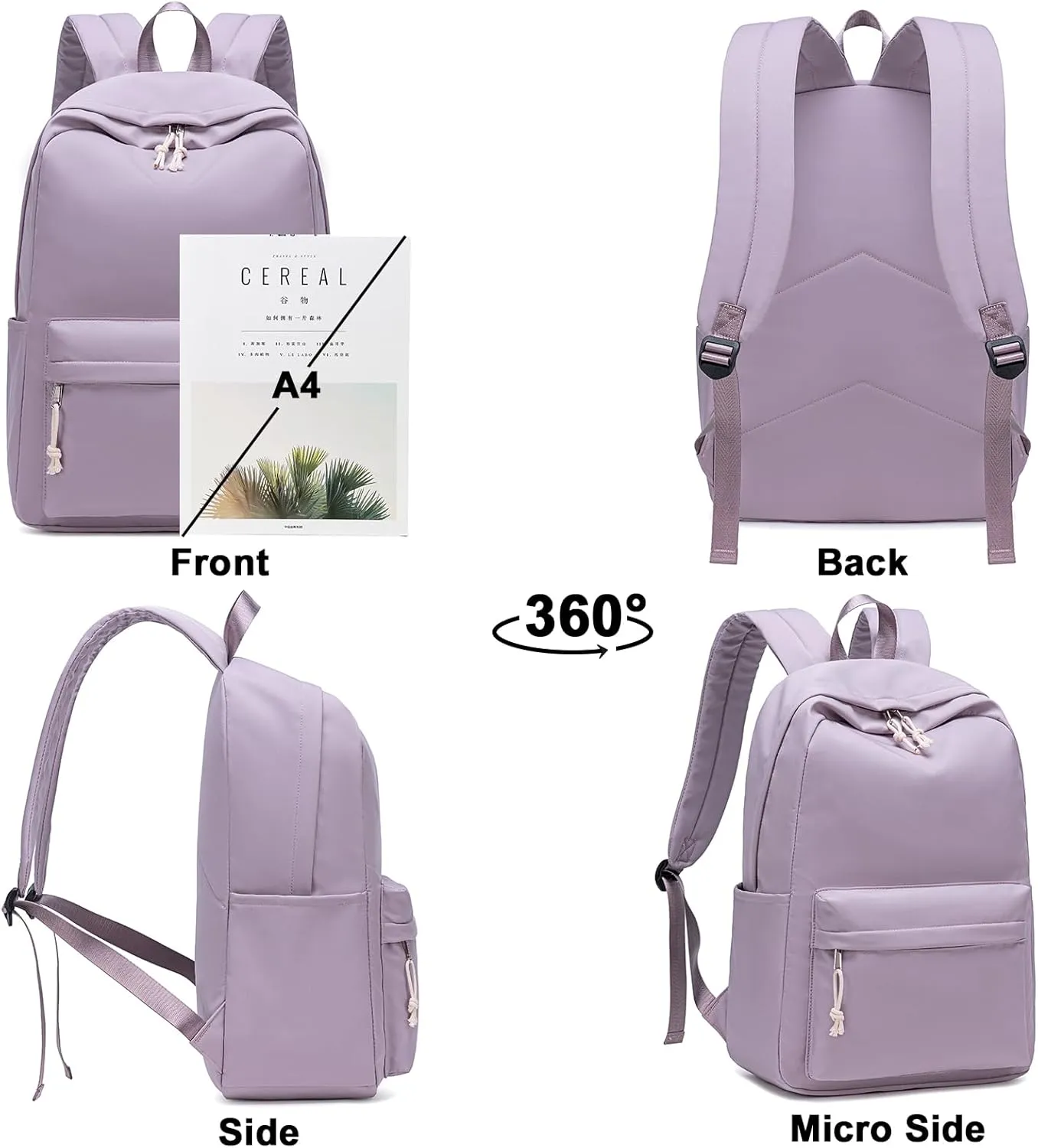 School Backpack for Teen Girls Women Laptop Backpack College Bookbags Middle School Travel Work Commuter Back Pack（Dark purple）