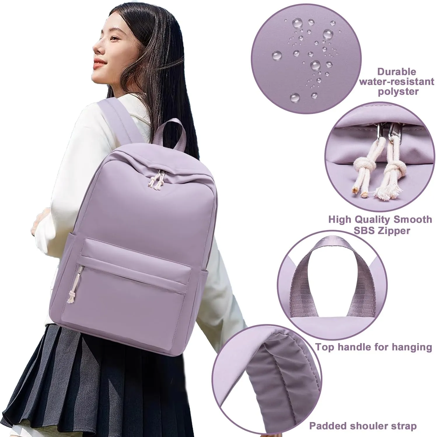 School Backpack for Teen Girls Women Laptop Backpack College Bookbags Middle School Travel Work Commuter Back Pack（Dark purple）