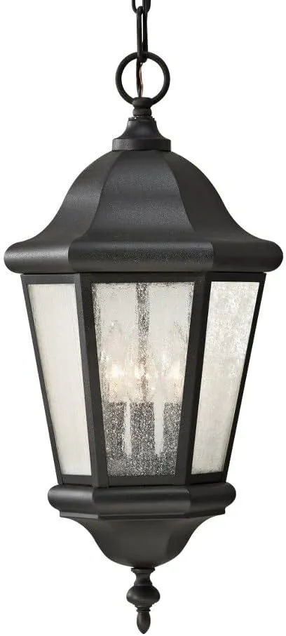 Sea Gull Lighting OL5911BK Martinsville Three Light Outdoor Pendant Lantern, Black
