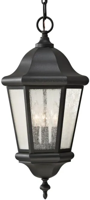Sea Gull Lighting OL5911BK Martinsville Three Light Outdoor Pendant Lantern, Black