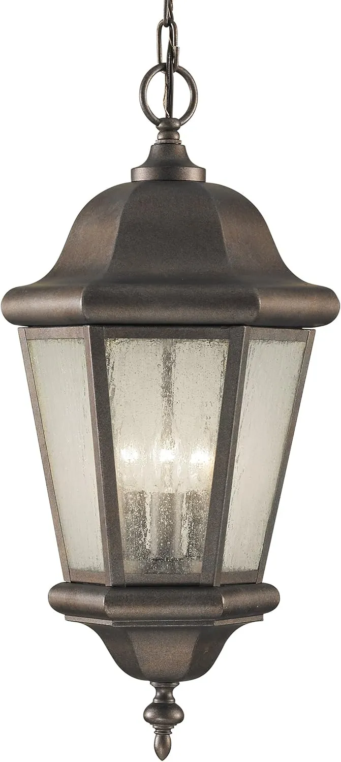 Sea Gull Lighting OL5911BK Martinsville Three Light Outdoor Pendant Lantern, Black