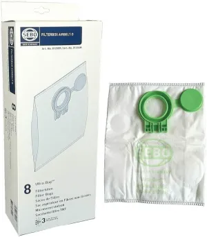 Sebo Airbelt Series D1, D4, D4 Premium Canister Vacuum Filter Bags 8 Pk Genuine Part # 8120AM, 8120ER