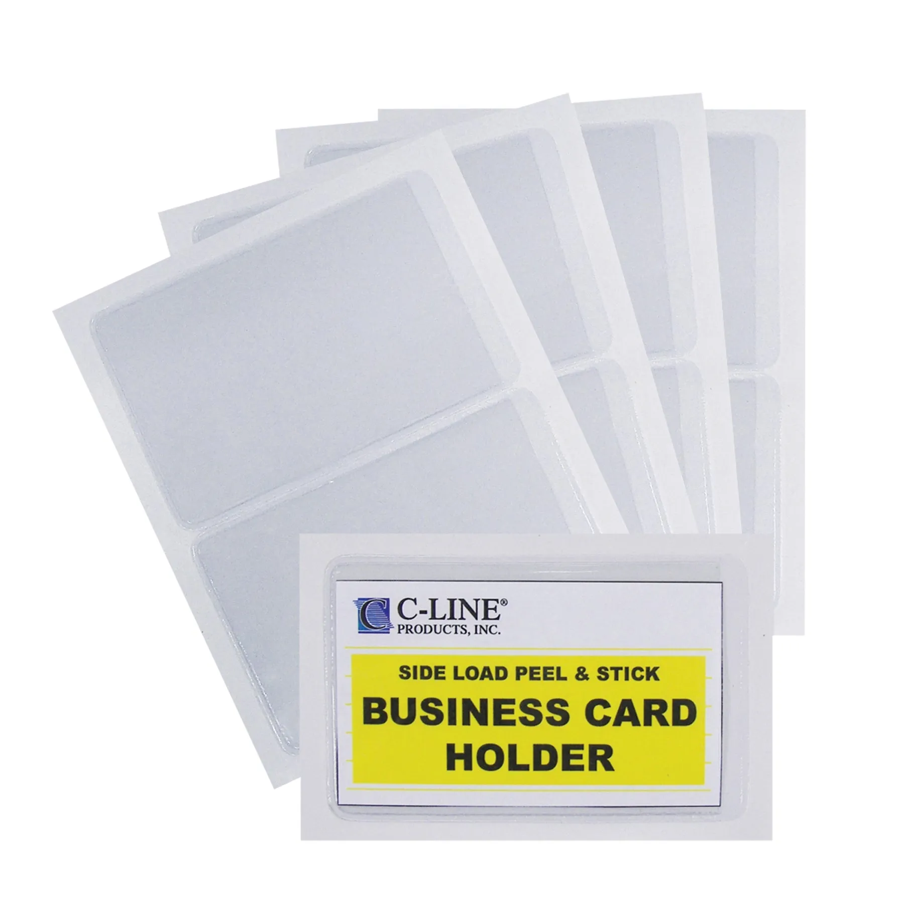 Self-Adhesive Business Card Holder, Side Load, 2" x 3-1/2", 10 Per Pack, 5 Packs