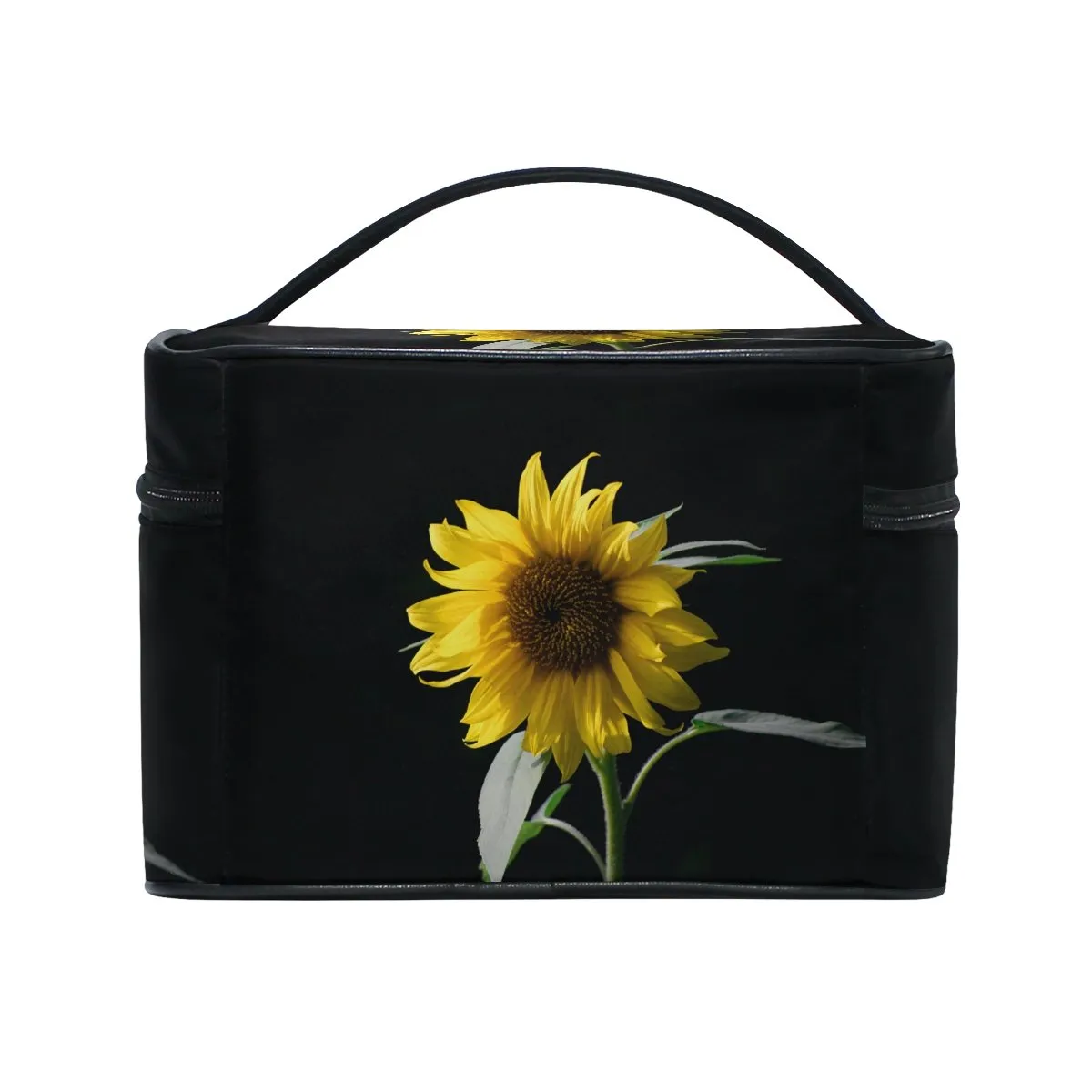 senya Travel Makeup Bags With Zipper Sunflower In The Dark Cosmetic Bag Toiletry Bags Train Cases Storage Bags Portable for Women Girls