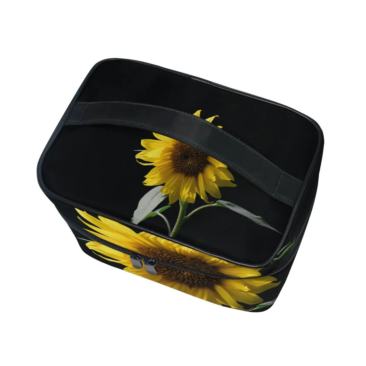 senya Travel Makeup Bags With Zipper Sunflower In The Dark Cosmetic Bag Toiletry Bags Train Cases Storage Bags Portable for Women Girls