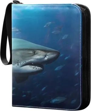 Sharks Groups Card Binder 4 Pocket Collectible Trading Card Albums with 50 Sleeves Double Side PU Waterproof 3 Ring for Sports & Game Cards