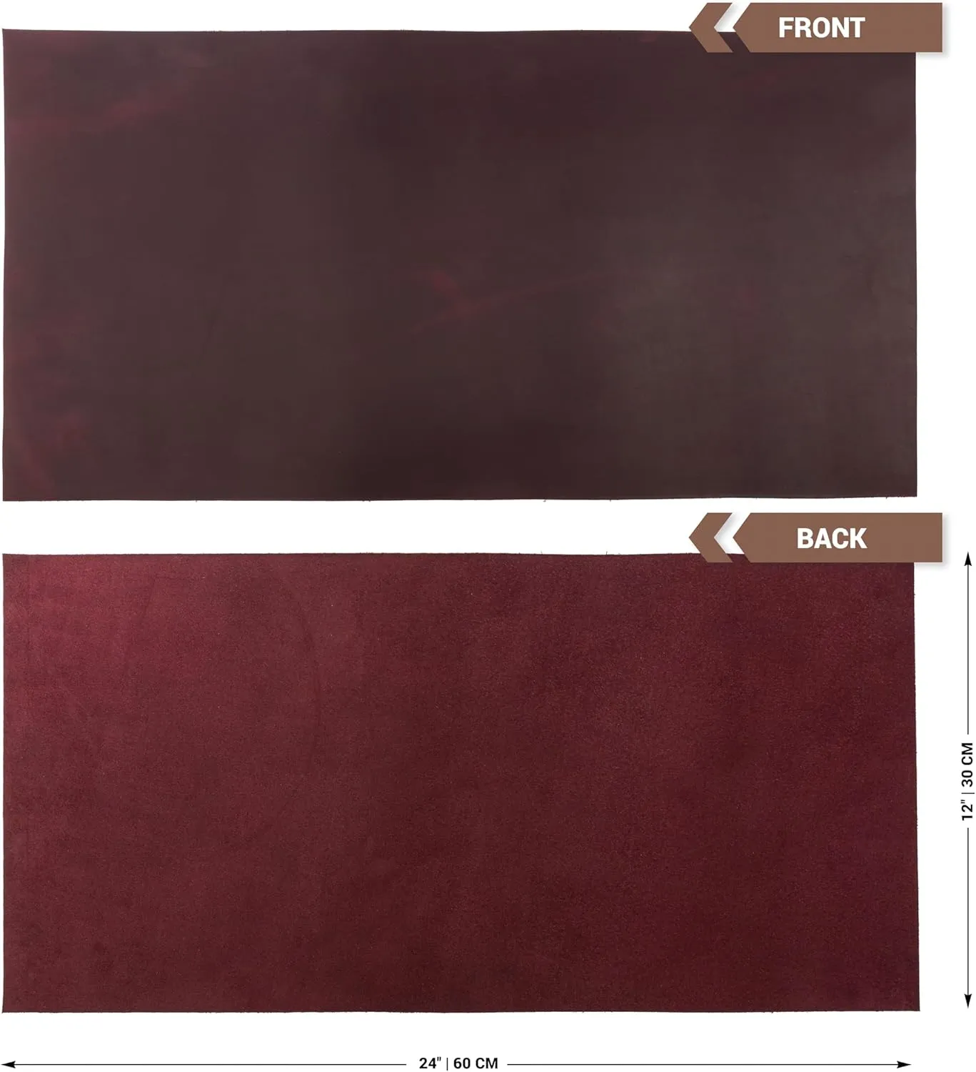 Shkira 12''X24'' Genuine Red Leather Sheets for Crafts - Square - 2.0MM Thick Genuine - Thick Cowhide Pieces Square - Leather Sheet for Arts and Crafts