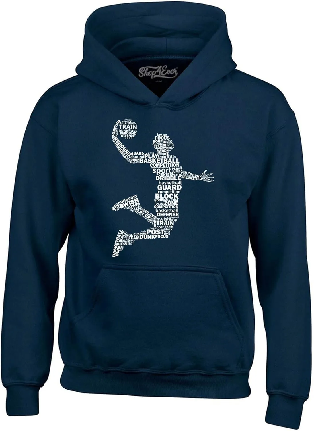shop4ever Basketball Player Dunk Silhouette Word Cloud Hoodie Sweatshirts
