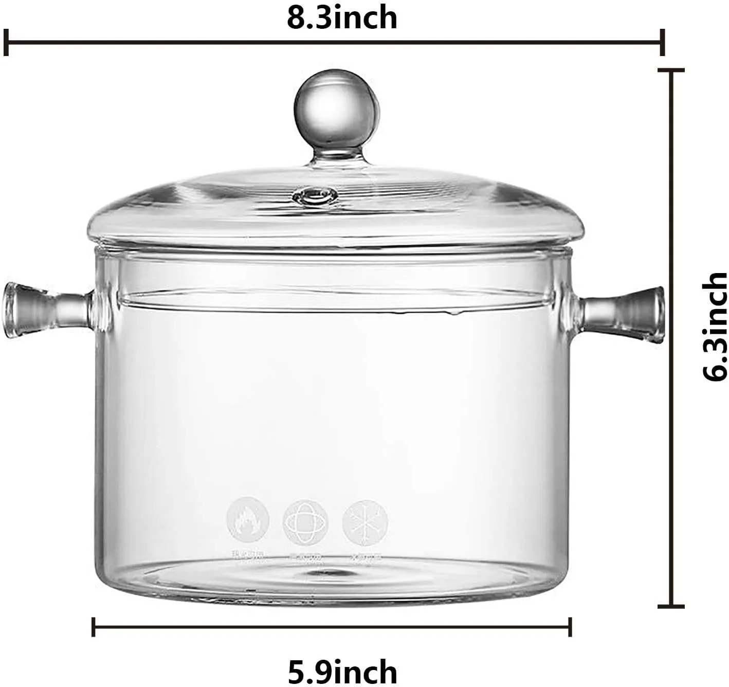 Simmer Pot - 1.7L/57OZ Glass Saucepan Heat-Resistant Borosilicate Glass Handmade Cookware Set stovetop Pot - Safe for Pasta Noodle, Soup, Milk, Tea,salad
