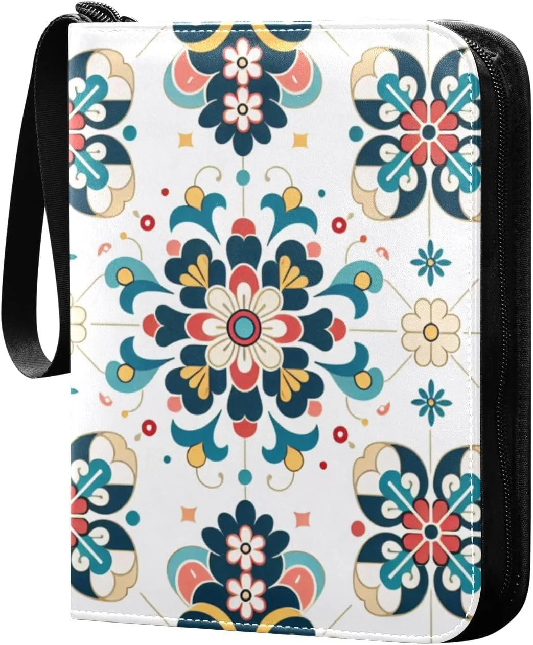 Simple Korean Pattern Card Binder 4-Pockets, 400 Pockets Card Holder with 50 Removable Sleeves, Trading Card Collector Zipper Album Holder, Collector Album