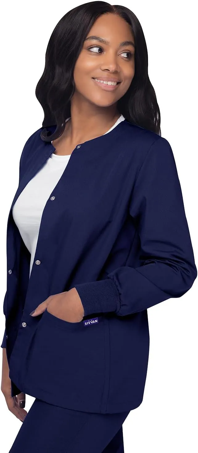Sivvan Scrubs for Women - Front Snap Warm - Up Jacket