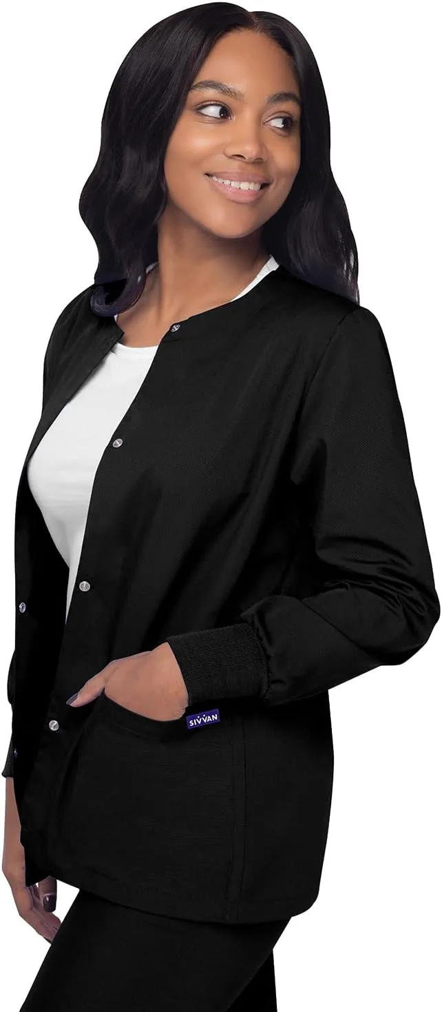 Sivvan Scrubs for Women - Front Snap Warm - Up Jacket