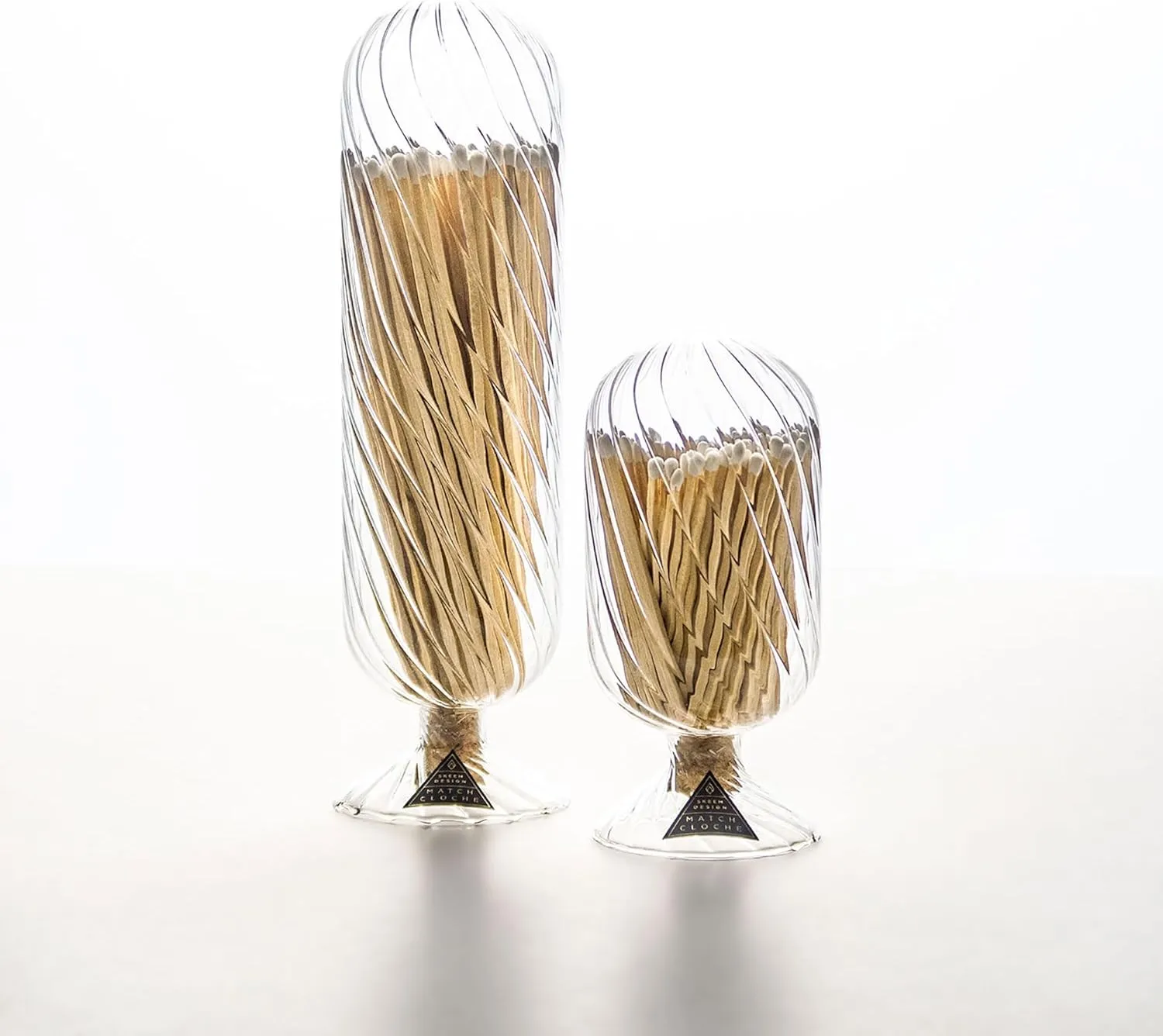 Skeem Helix Match Cloche with Striker - Includes 120 4 Inch Matches (White-Tipped Matches) - Decorative Matches in a Jar