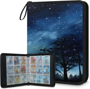 Sky Forest 3 Ring Trading Zipper Binder Strap, Trading Card Binder 4 Pocket, 400 Pockets Card Holder with 50 Removable Sleeves for Game Cards