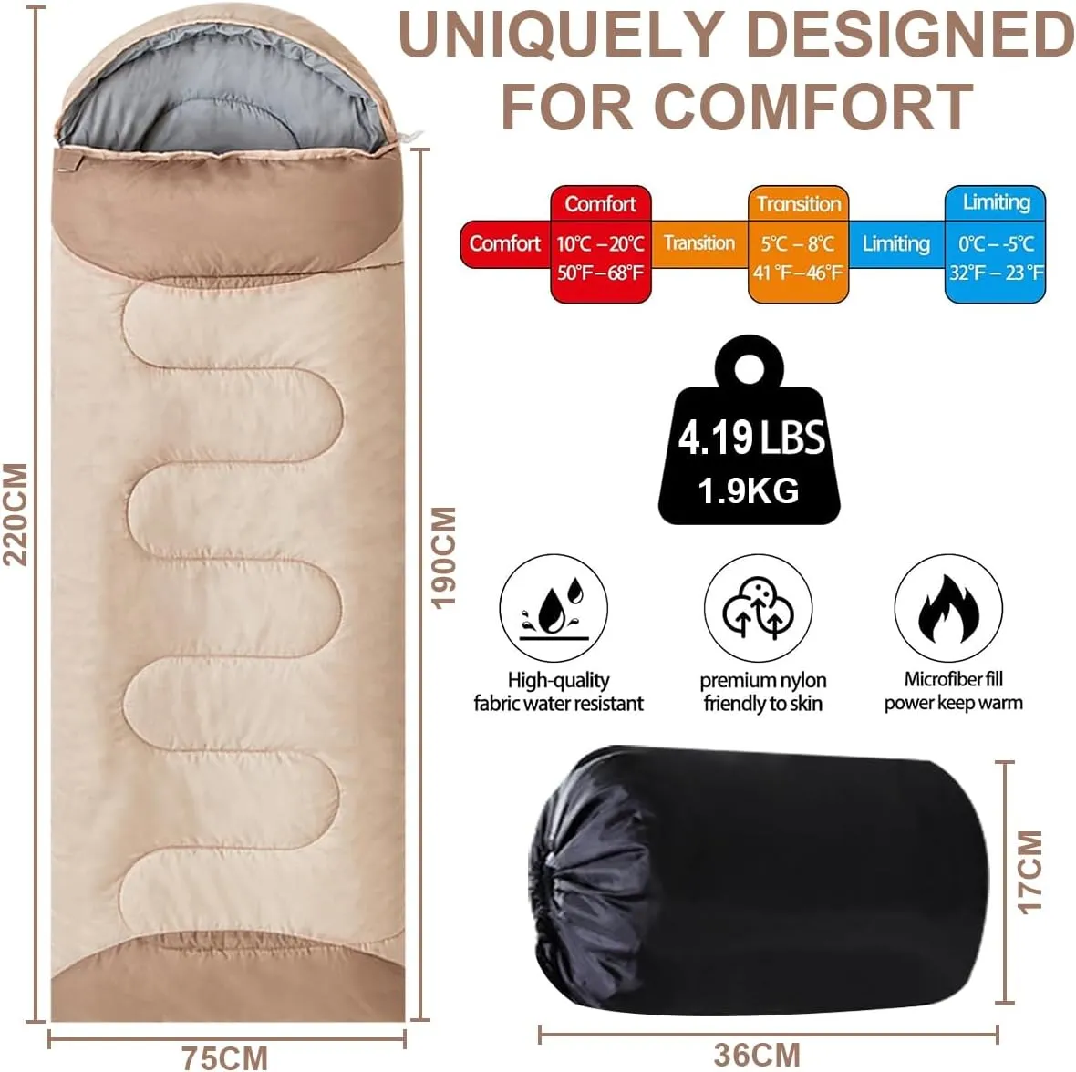 Sleeping Bag for Adults Backpacking Camping Hiking Detachable Washable Single Camping Sleeping Bag Indoor Outdoor