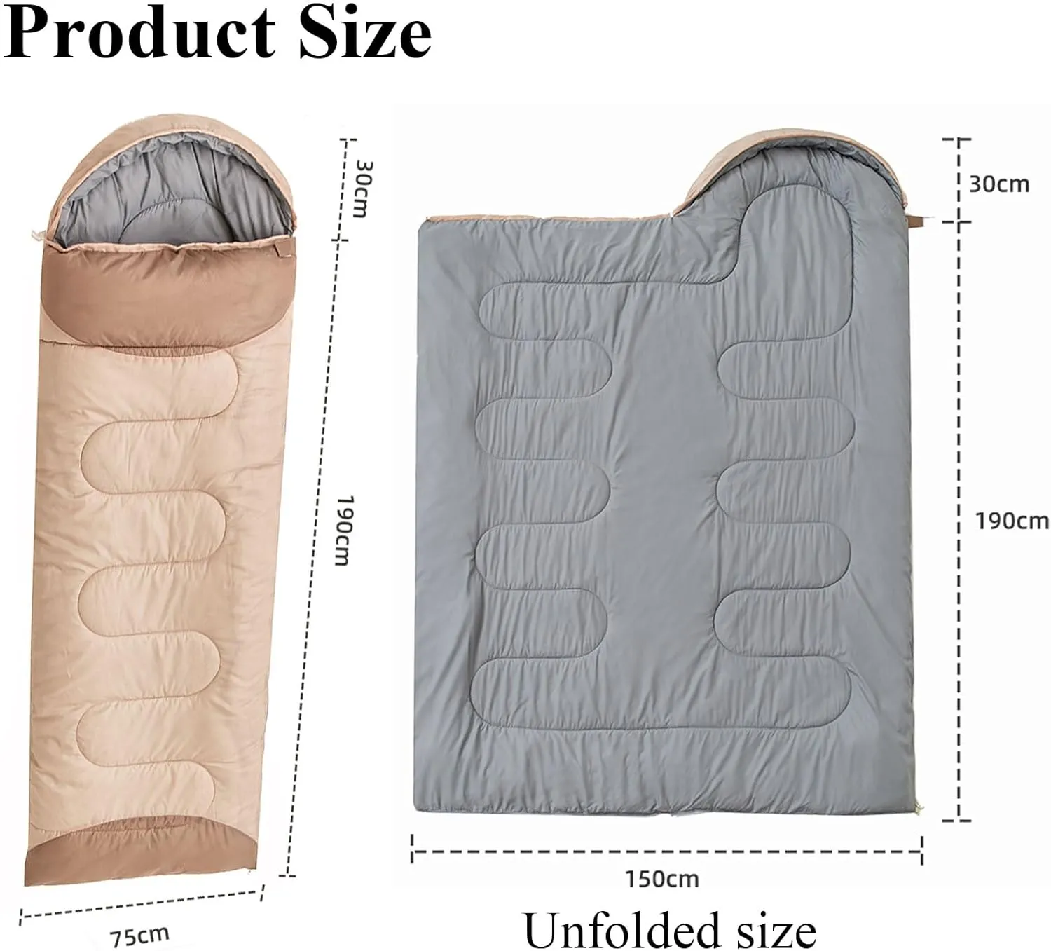 Sleeping Bag Spring Season Warm and Cool Weather Hooded Rectangular Single Sleep Bags for Hiking Backpacking Lightweight Packable Travelling Outdoor