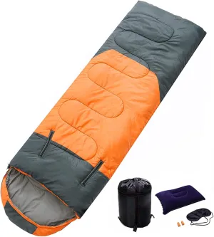 Sleeping Bag Spring Season Warm and Cool Weather Hooded Rectangular Single Sleep Bags for Hiking Backpacking Lightweight Packable Travelling Outdoor