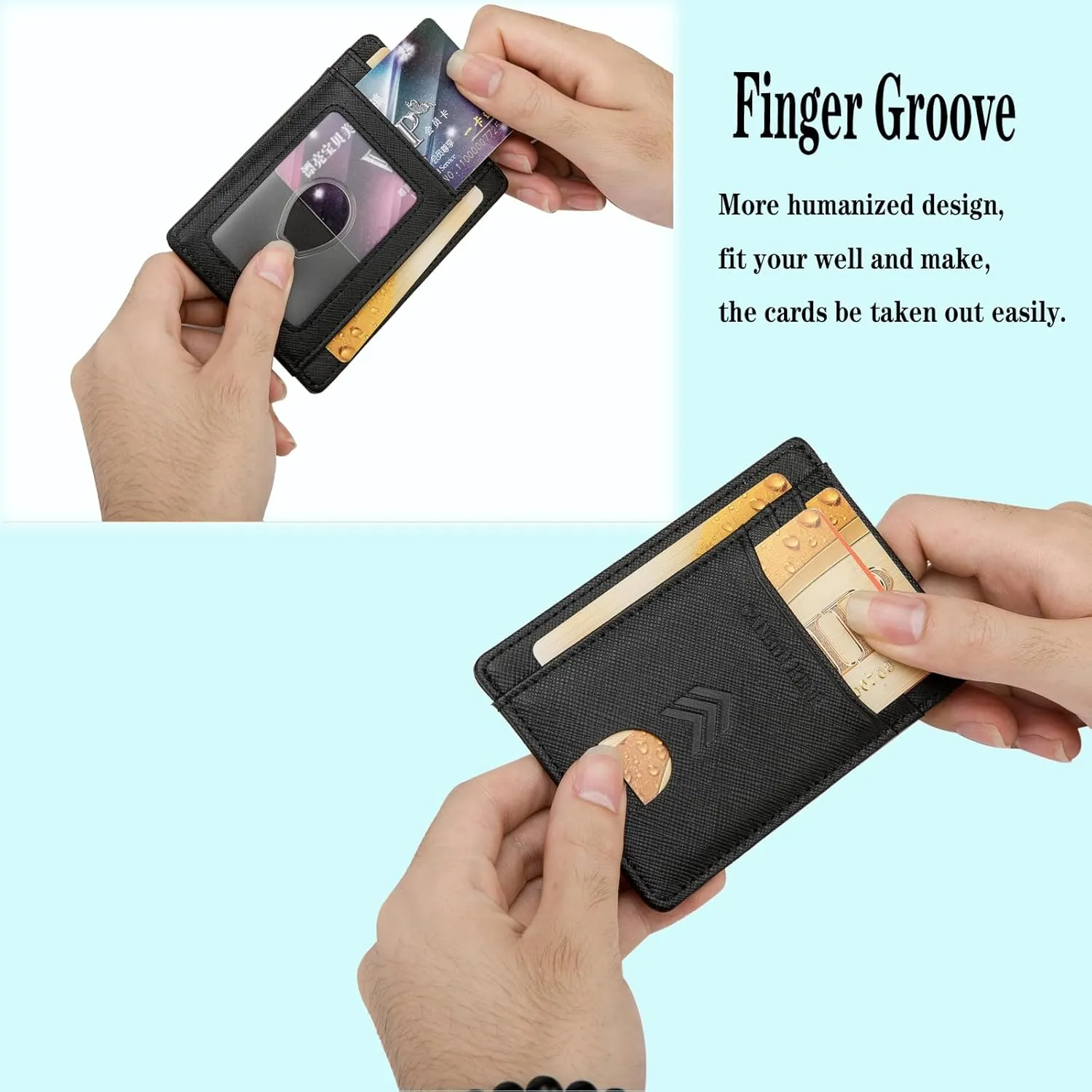 Slim Minimalist Wallet, Front Pocket Wallet, Credit Card Wallet Rfid Blocking,Small Leather Credit Card Holder For Men & Women (Cross Classic Black)