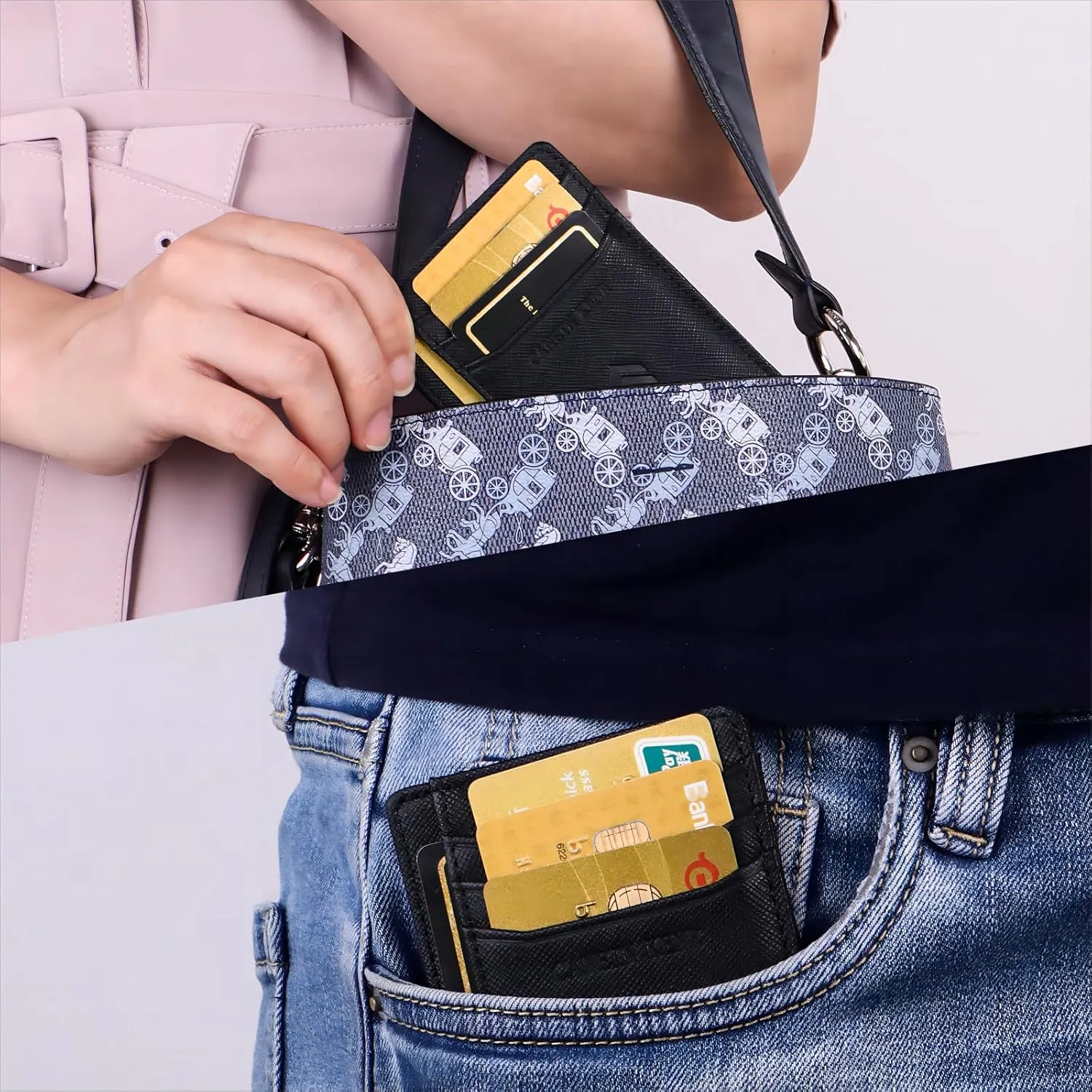 Slim Minimalist Wallet, Front Pocket Wallet, Credit Card Wallet Rfid Blocking,Small Leather Credit Card Holder For Men & Women (Cross Classic Black)