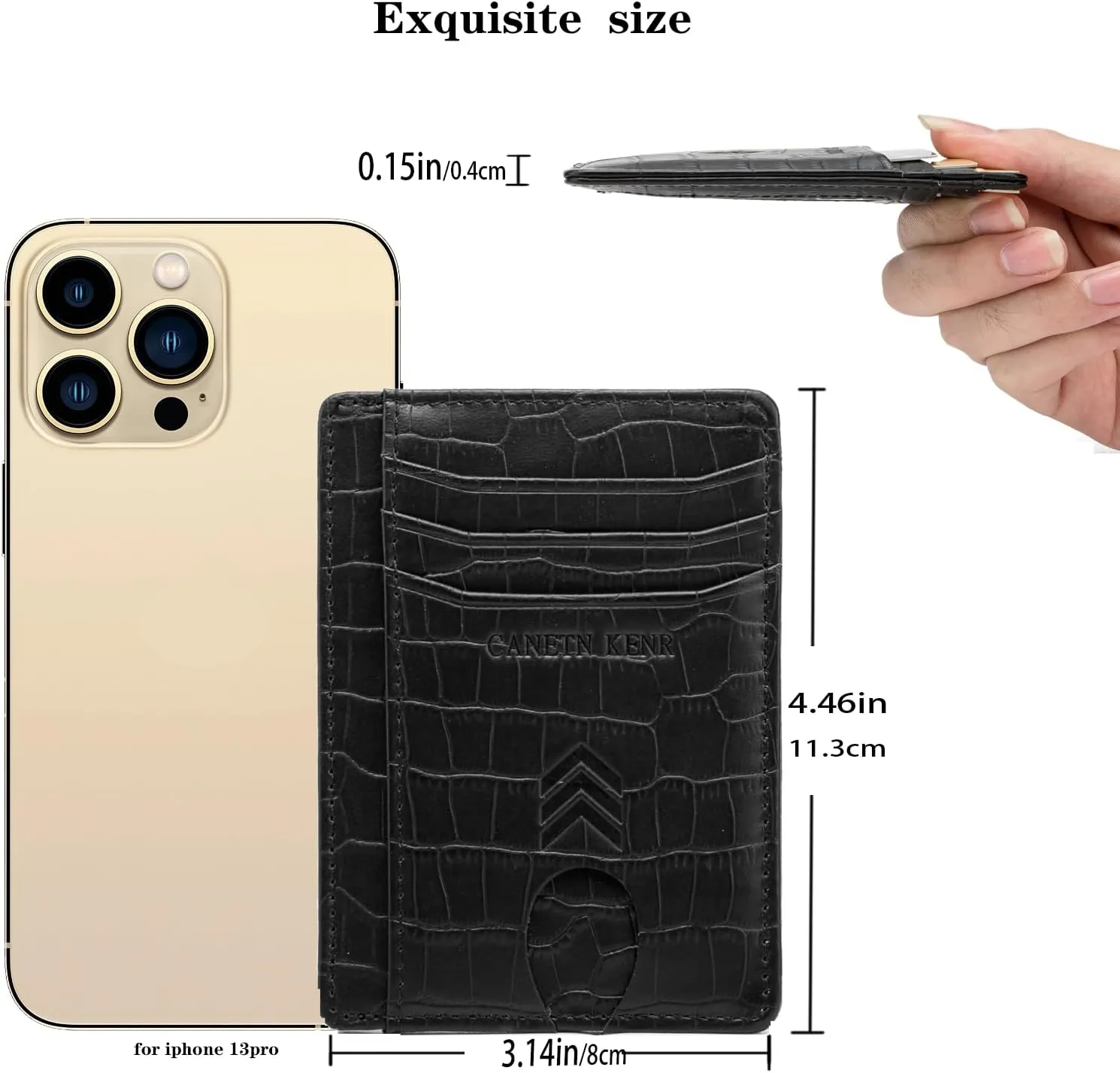 Slim Minimalist Wallet, Front Pocket Wallet, Credit Card Wallet Rfid Blocking,Small Leather Credit Card Holder For Men & Women(Crocodile pattern Black)