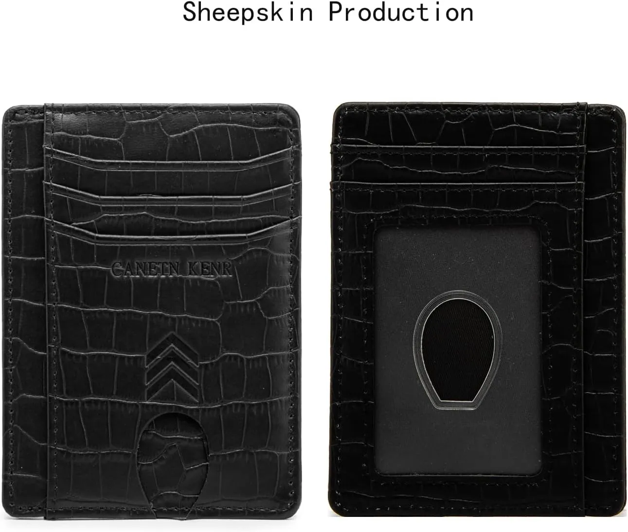 Slim Minimalist Wallet, Front Pocket Wallet, Credit Card Wallet Rfid Blocking,Small Leather Credit Card Holder For Men & Women(Crocodile pattern Black)