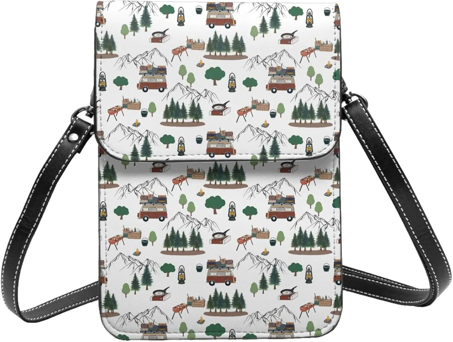 Small Crossbody Bags for Women, Leather Camping Caravan A Cell Phone Cross Body Bag Wallet Purses