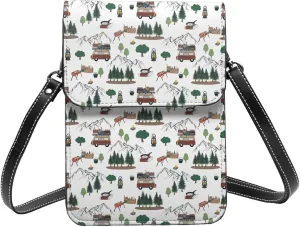 Small Crossbody Bags for Women, Leather Camping Caravan A Cell Phone Cross Body Bag Wallet Purses