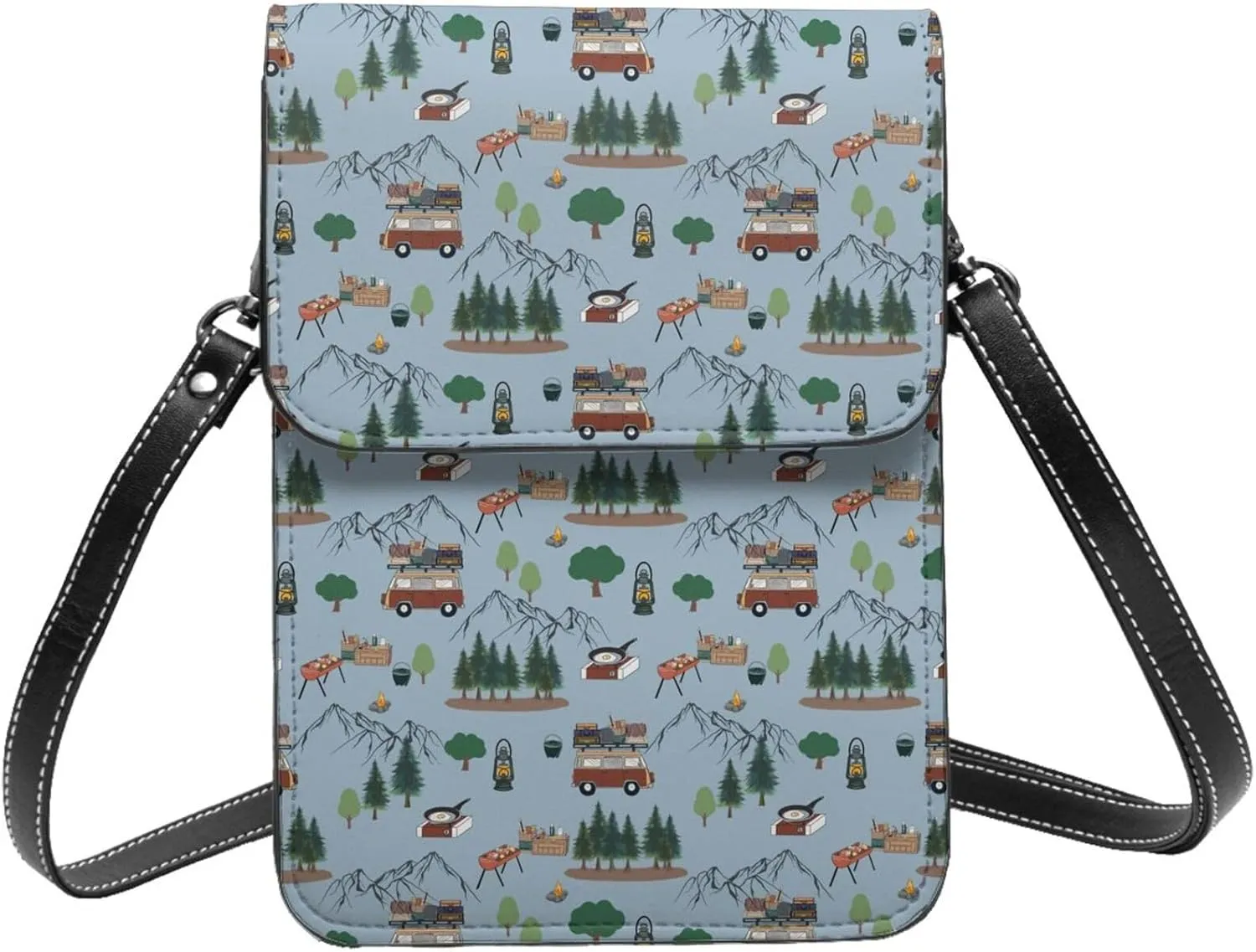 Small Crossbody Bags for Women, Leather Camping Caravan Cell Phone Cross Body Bag Wallet Purses