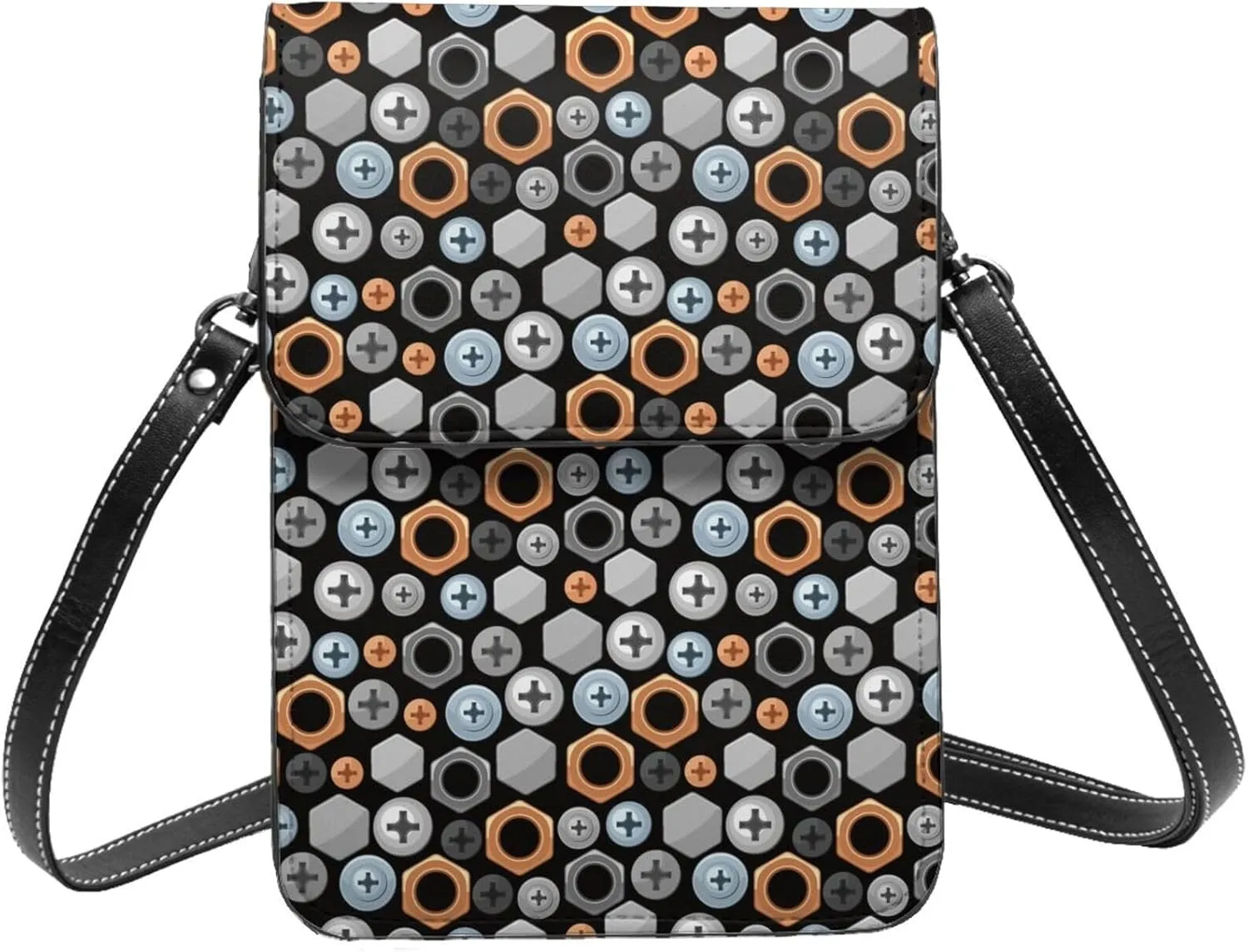 Small Crossbody Bags for Women, Leather Colorful Screws Cell Phone Cross Body Bag Wallet Purses
