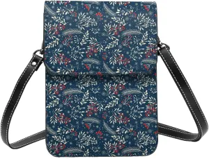 Small Crossbody Bags for Women, Leather Leaves Snowflakes Cell Phone Cross Body Bag Wallet Purses