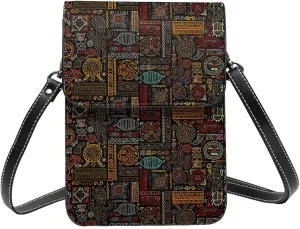 Small Crossbody Bags for Women, Leather Polynesian Turtles Cell Phone Cross Body Bag Wallet Purses