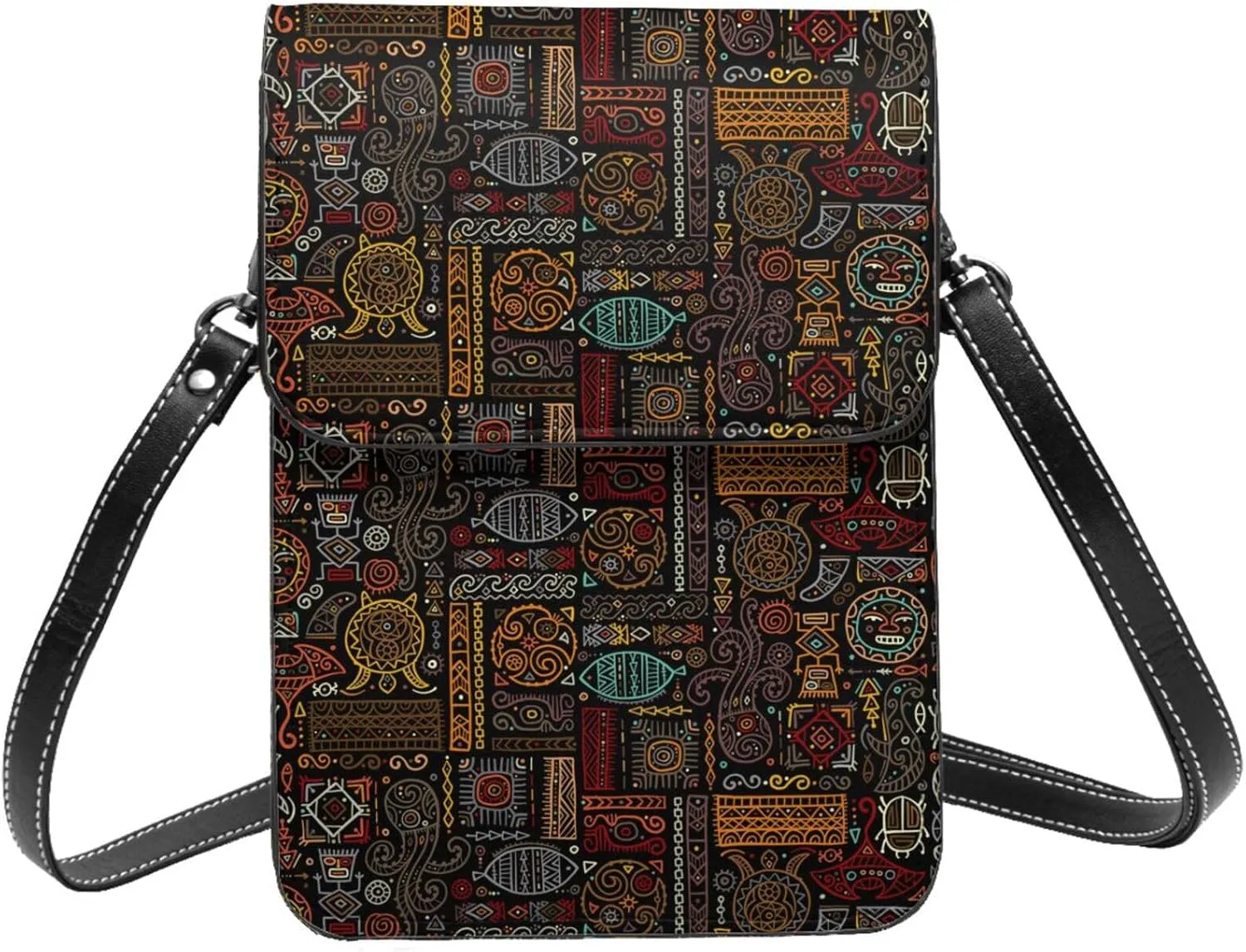 Small Crossbody Bags for Women, Leather Polynesian Turtles Cell Phone Cross Body Bag Wallet Purses