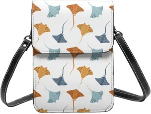 Small Crossbody Bags for Women, Leather Stingrays Cartoon Cute Cell Phone Cross Body Bag Wallet Purses