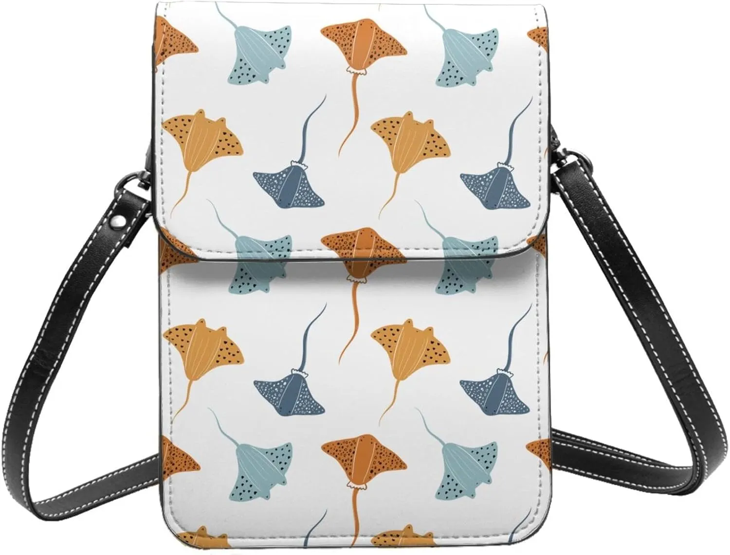 Small Crossbody Bags for Women, Leather Stingrays Cartoon Cute Cell Phone Cross Body Bag Wallet Purses